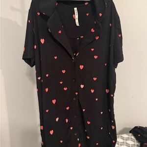 Soma Black Short Sleeve Top with Red Heart Print sleep shirt